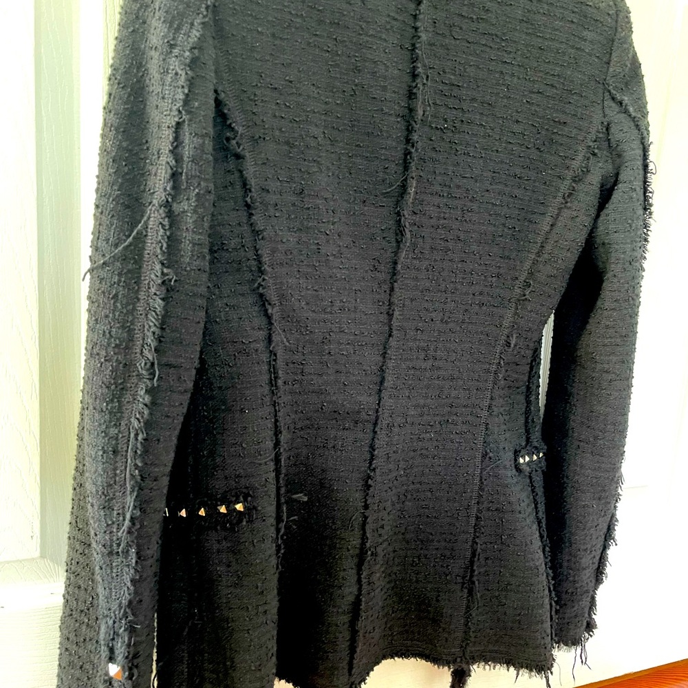 Zara Boucle Tweed Structured Jacket With Studs, Xs - image 7